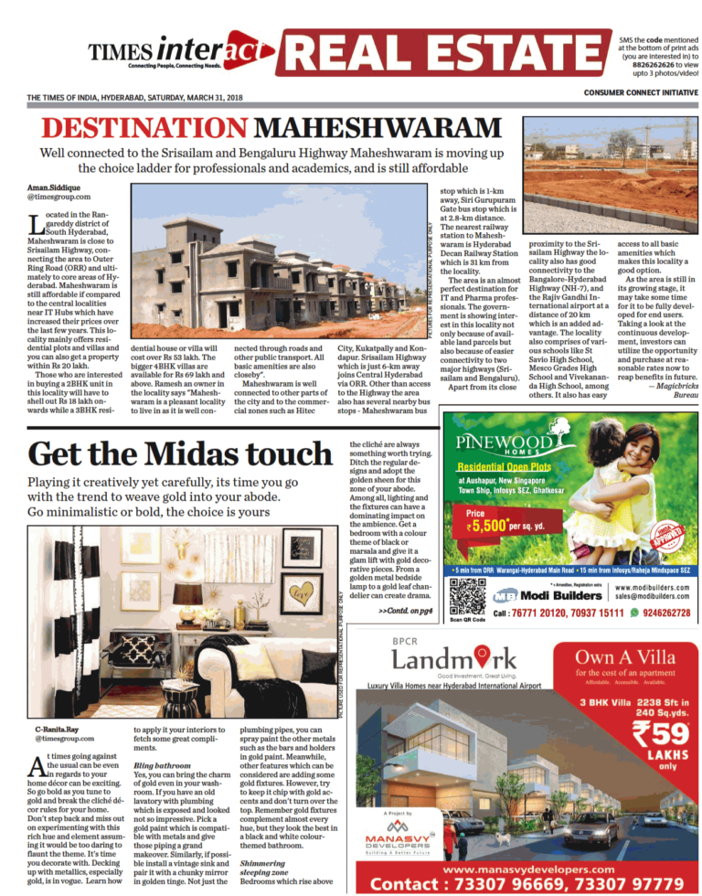 Book Real Estate Ads in Times Of India Property Tabloid