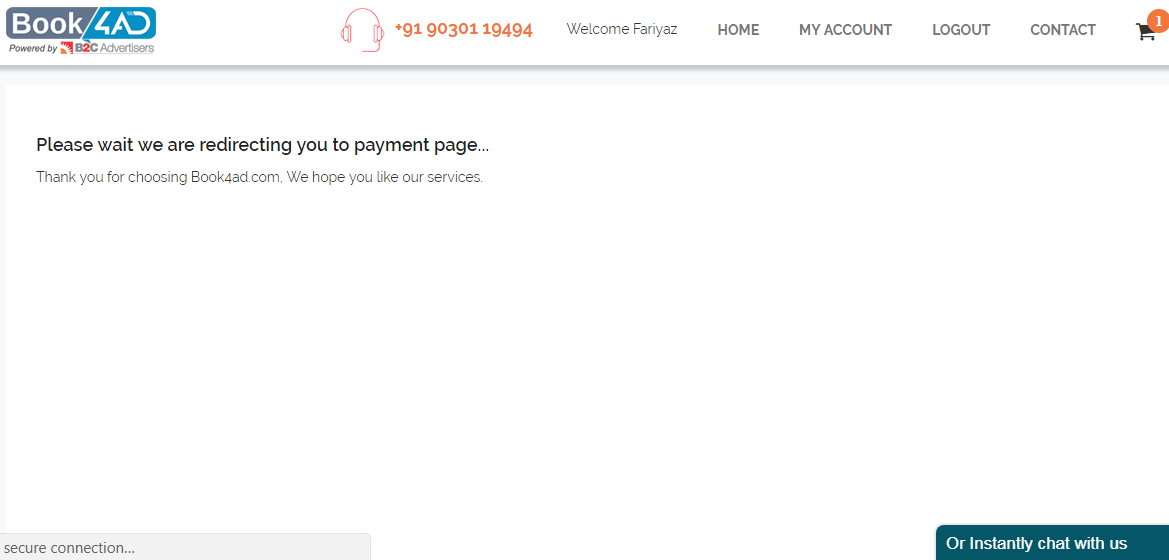 Payment Redirecting Page Image
