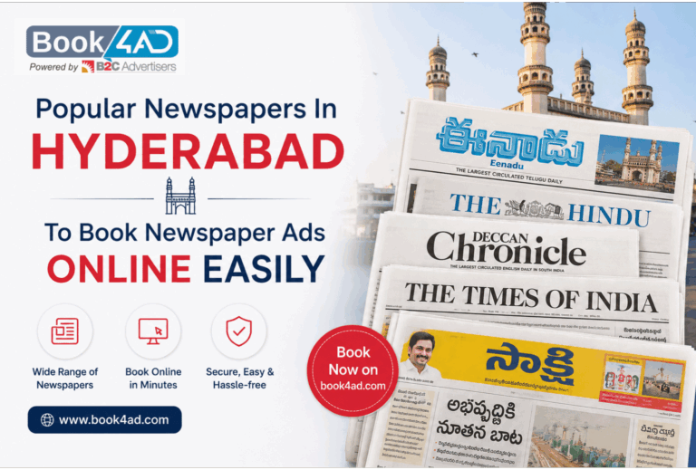 Popular Newspapers In Hyderabad To book Newspaper Ads Online easily